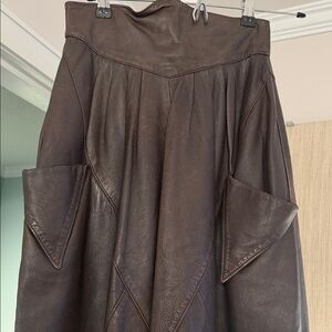 Echtes Leder Elegant midi  Brown Leather Skirt size Italy 36